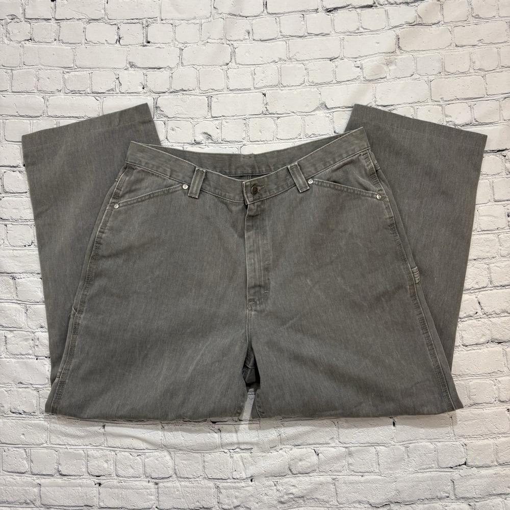 Vintage Lee Riveted Gray Denim Pants Jeans Carpenter Utility Women's 18M 36x29